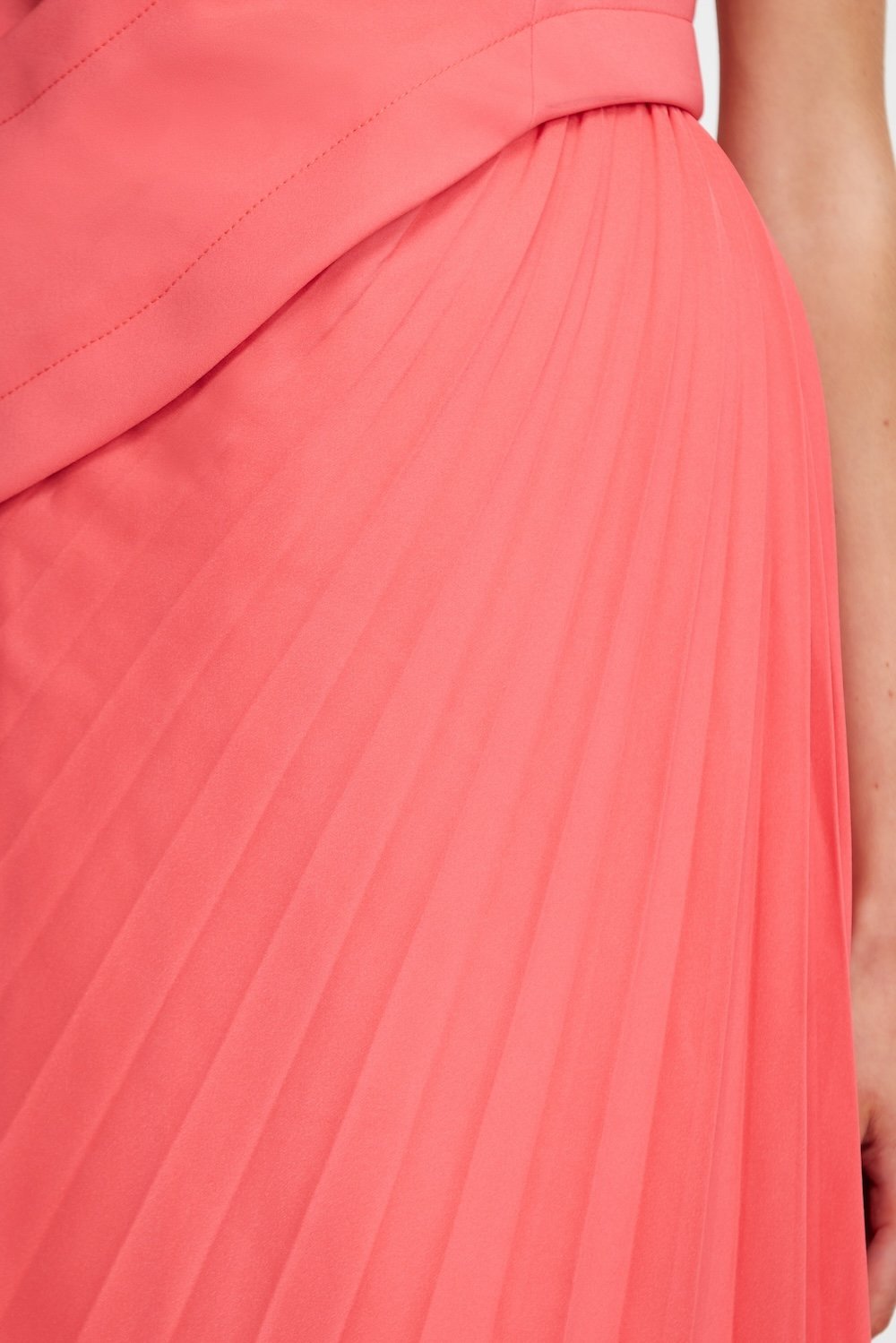 mango coral pleated dress Asymmetrical pleated dress