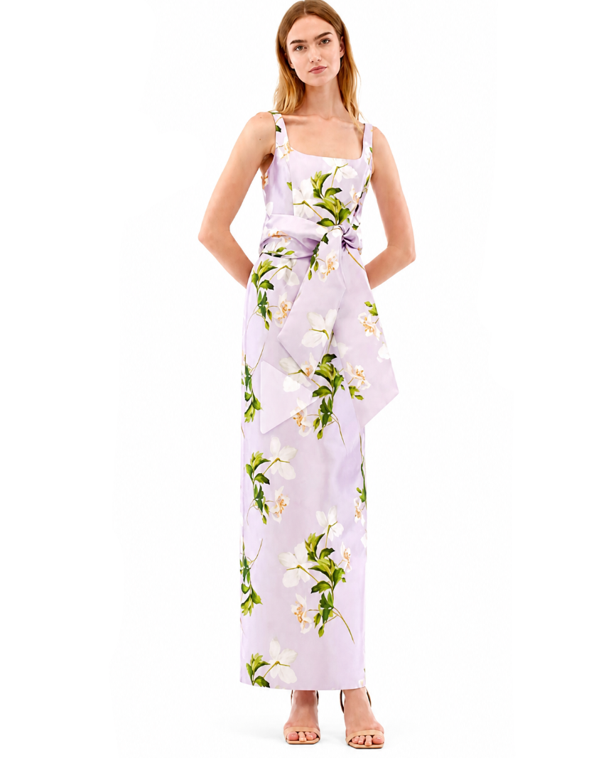 Purple Blossom Midi Dress