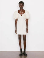 Neck tie Puff Sleeve