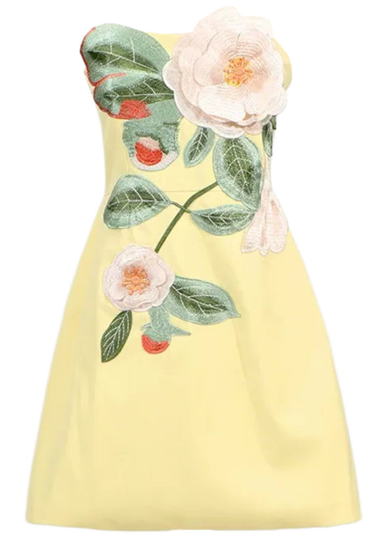 Avrill Yellow Floral Dress