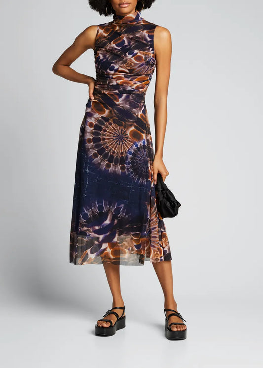 Chakra Print Midi Dress