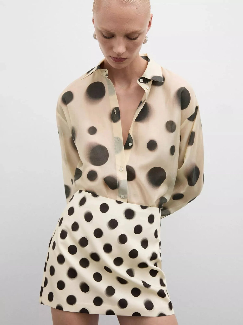 Poka Dot Satin Mini Skirt