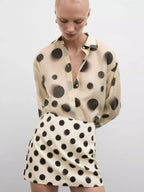 Poka Dot Satin Mini Skirt