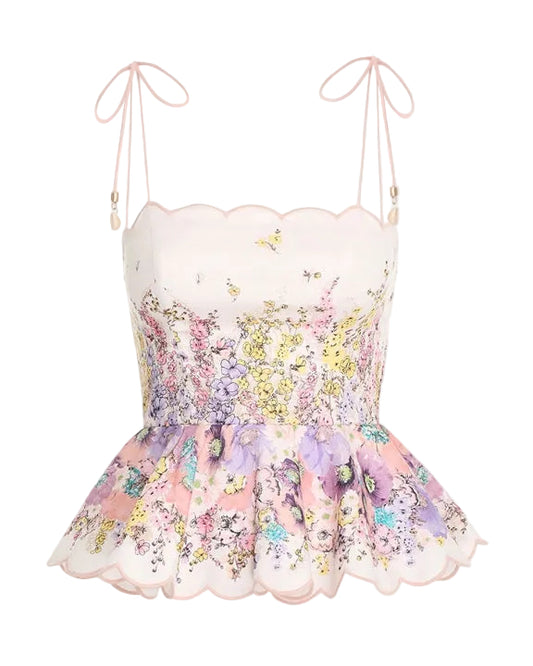 Jude Scalloped Linen Top