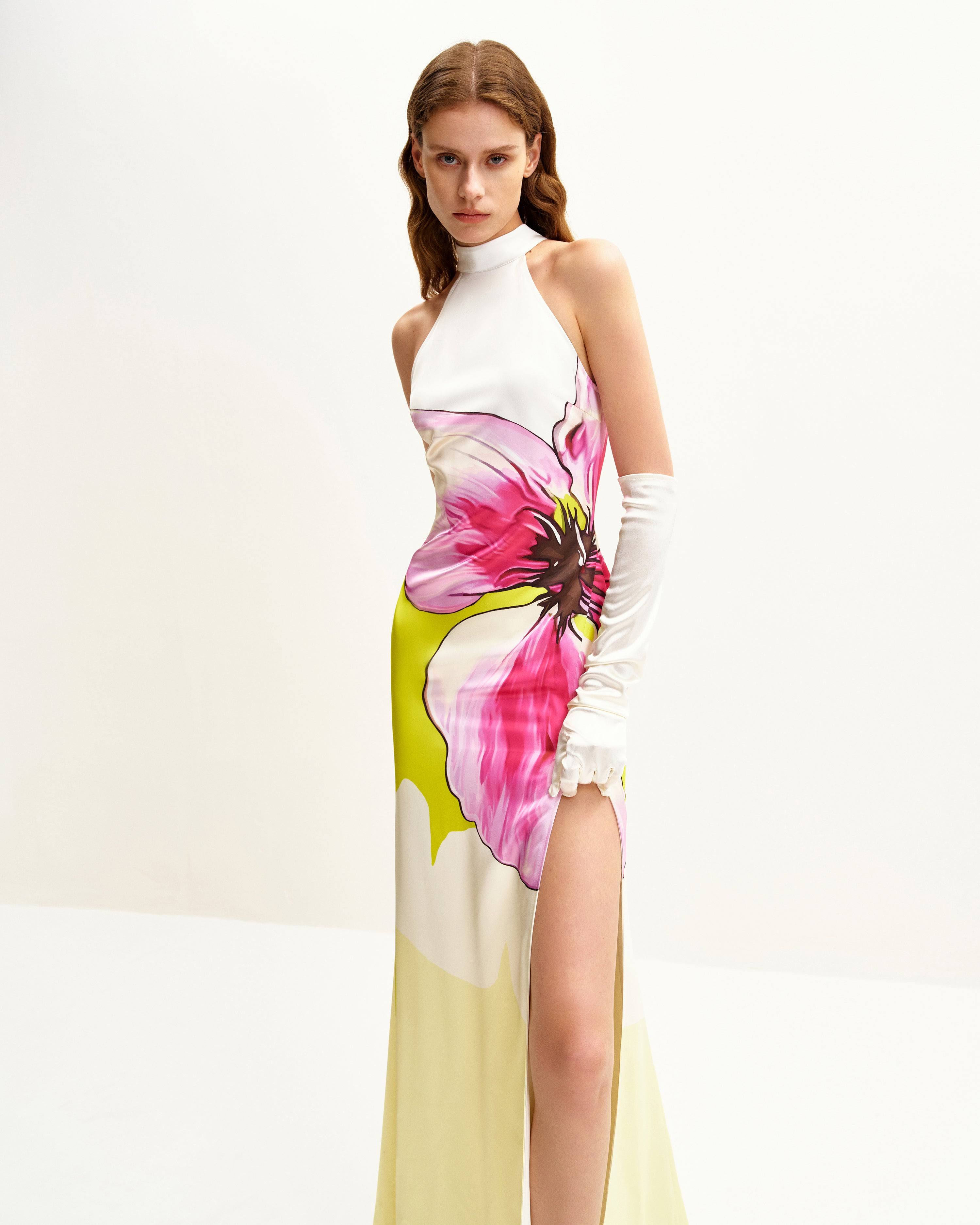 Olivia Halter Floral Gown