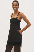 Anna Sleeveless Satin Layered Sheer