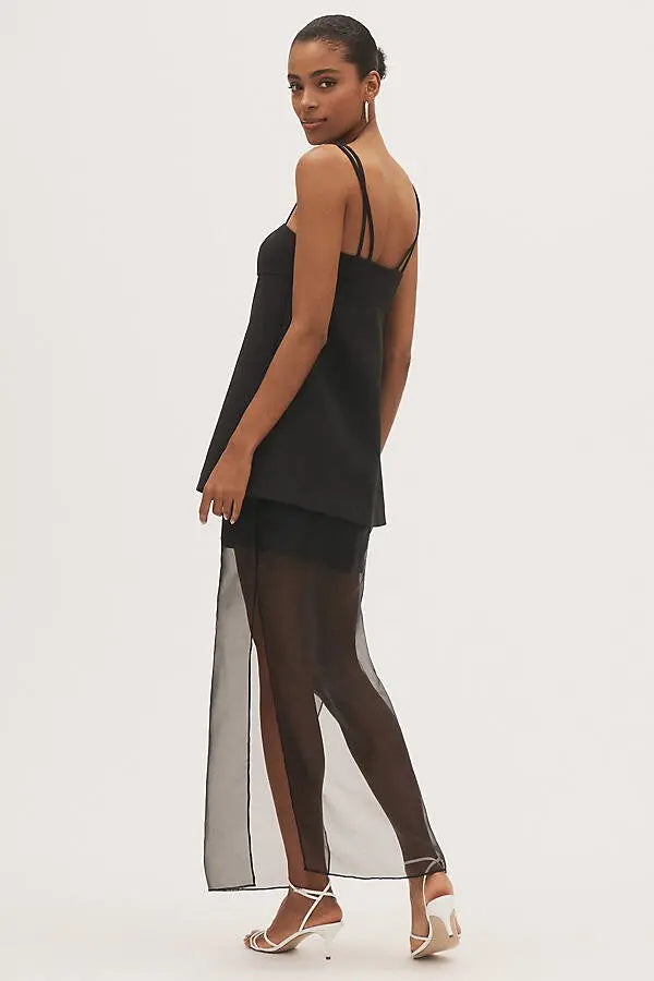 Anna Sleeveless Satin Layered Sheer