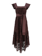 Guipure Midi Dress In Brown