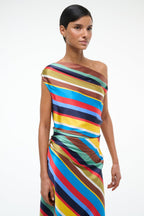 Phare Silk Dress Market Stripe