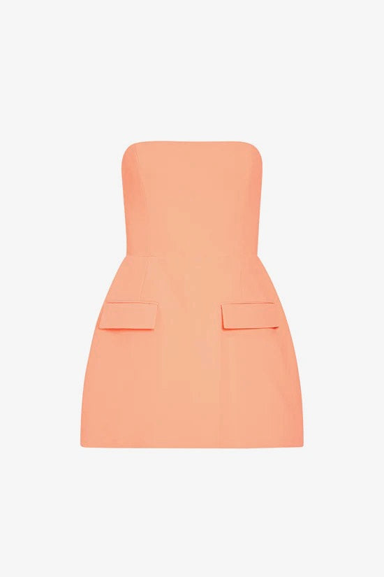 Strapless Bethany Skort Romper in Coral