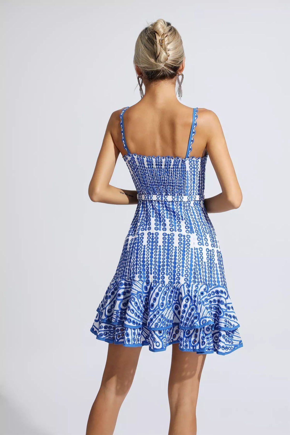 Belted Embroidered Mini