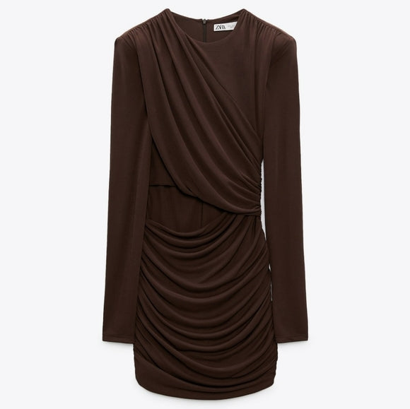 Drape Taupe Mini Dress