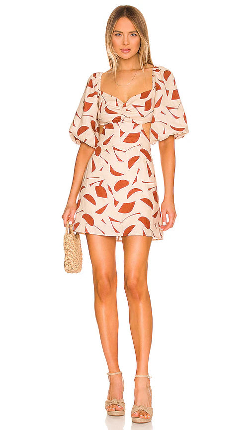 Heather Dress In Rust Abstract