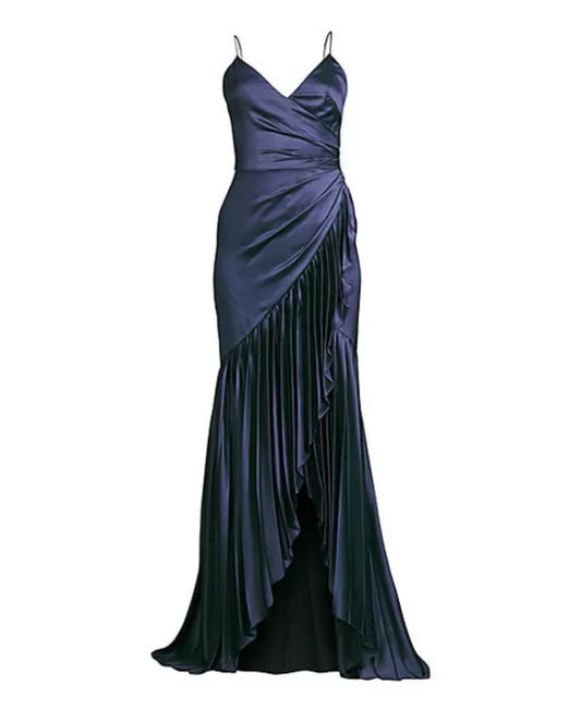 Sharona Pleated High-Low Gown