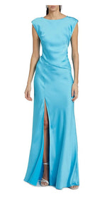 Joanna Satin Cowl-Back Dress