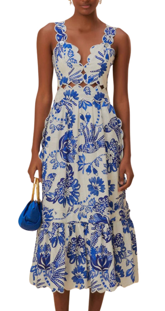Flowerful Birds Midi Dress