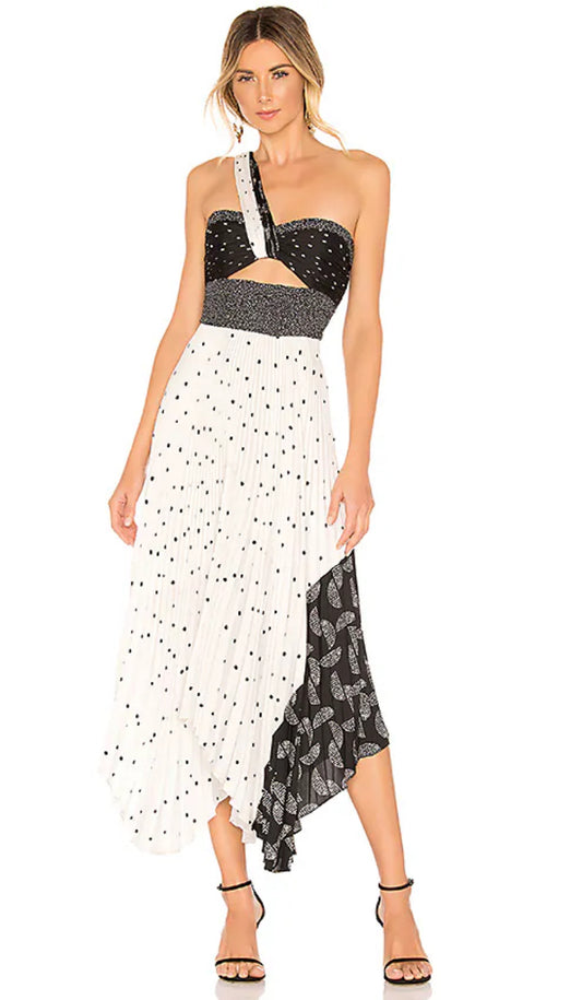 Mixed Print Midi Dress