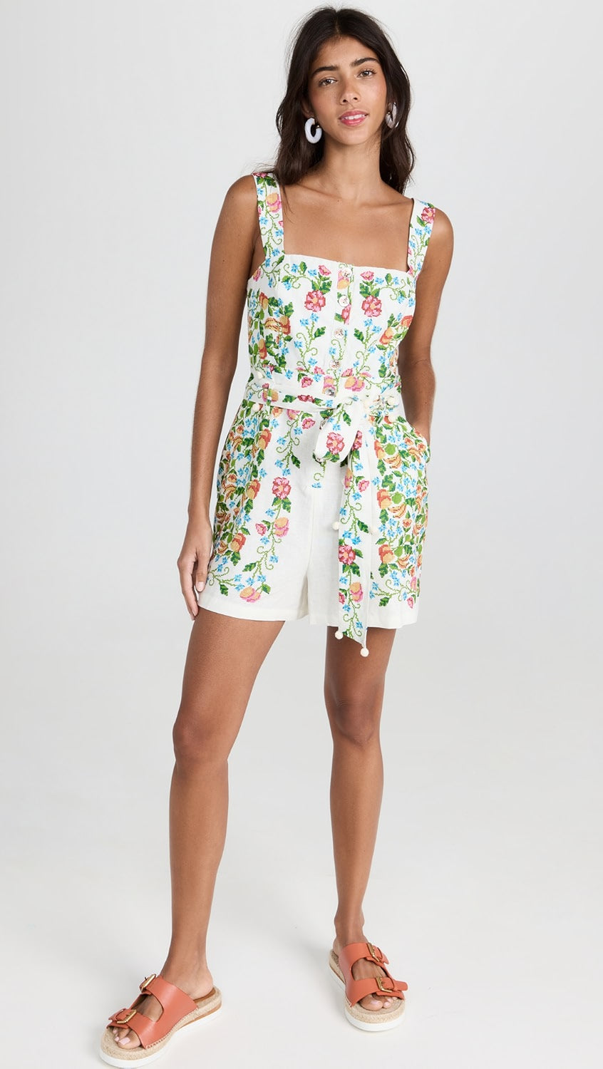 Tropicial Romance Linen Romper