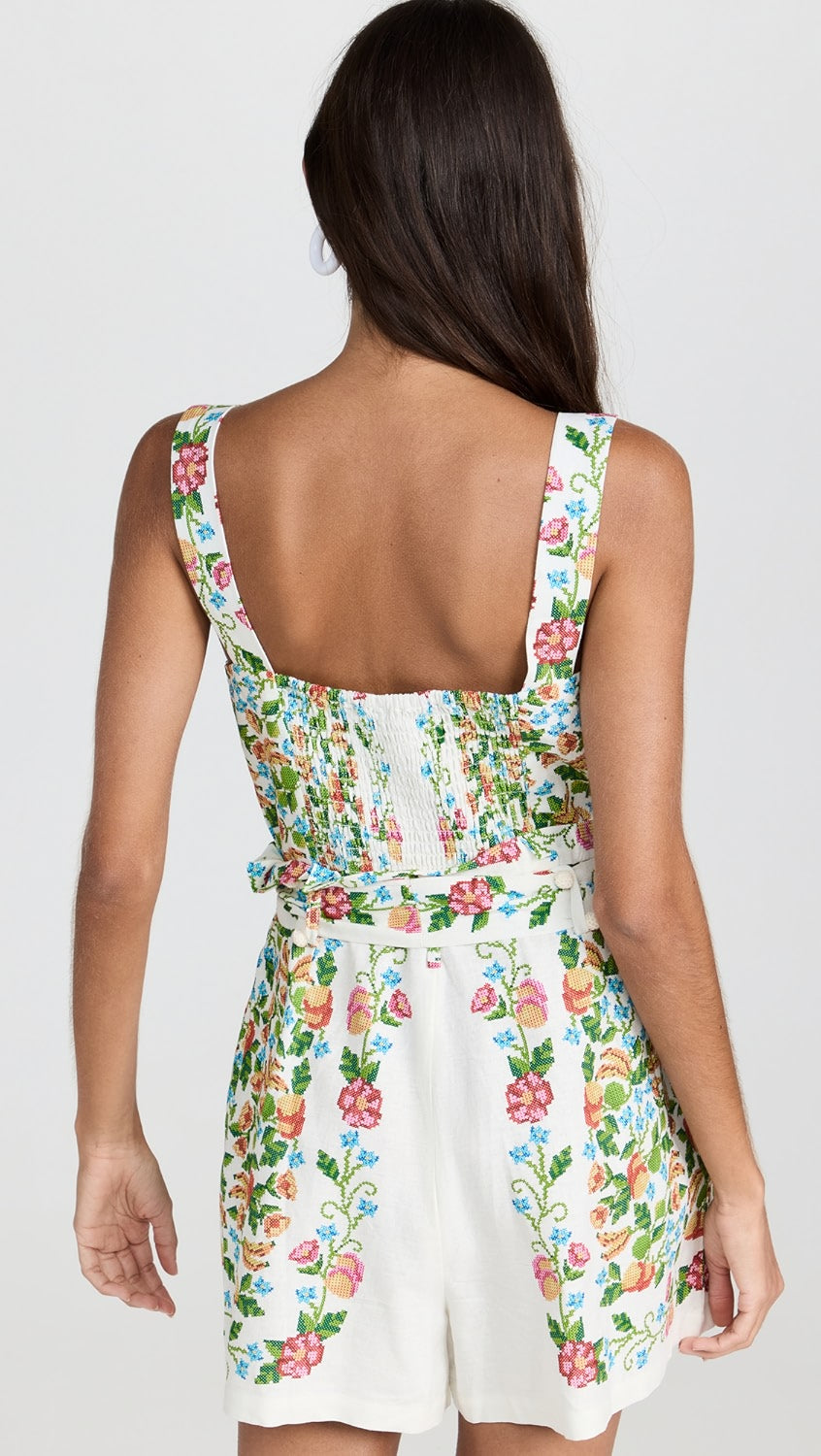 Tropicial Romance Linen Romper