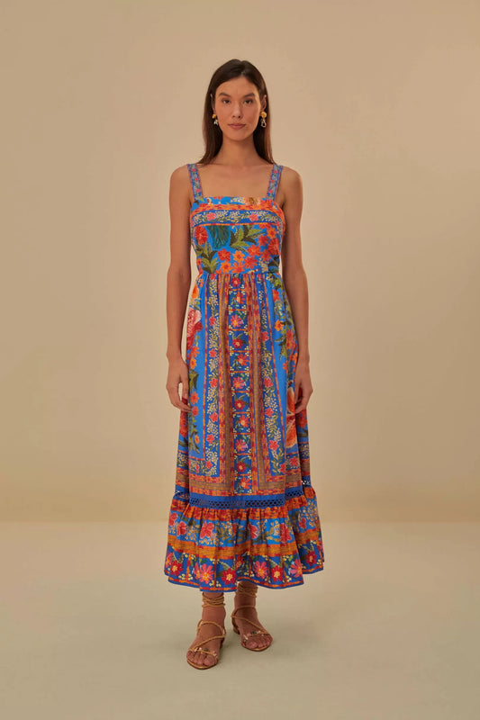Blue Stitched Garden Maxi