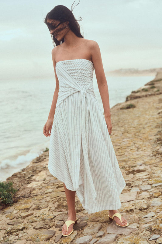 Strapless Hanky Hem Midi