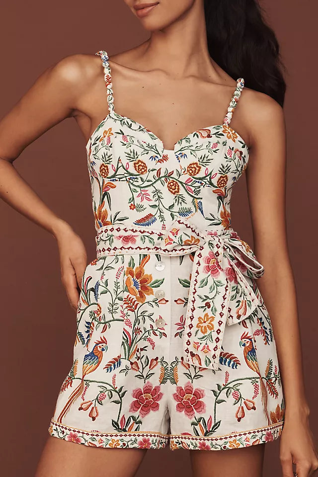 Forest Linen Romper