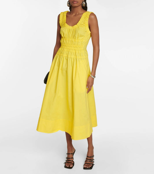 Poplin Gathered Proenza Dress
