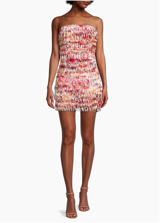 Penumbra Crepe Fringe Mini Dress