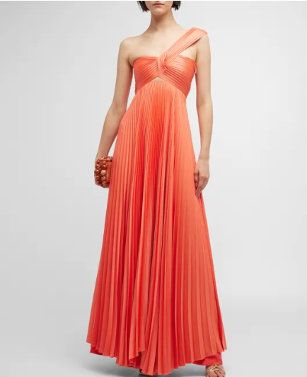 Nessa Pleated One-Shoulder Maxi Dress