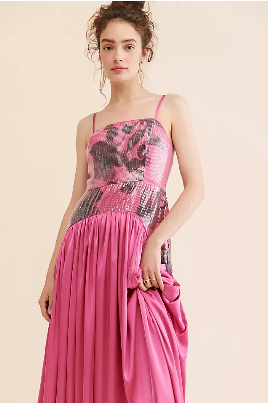 Sequin Floral Maxi Dress