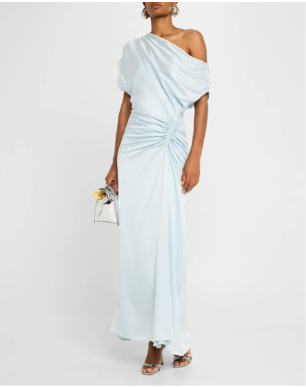 Penny One Shoulder Ruched Satin Gown