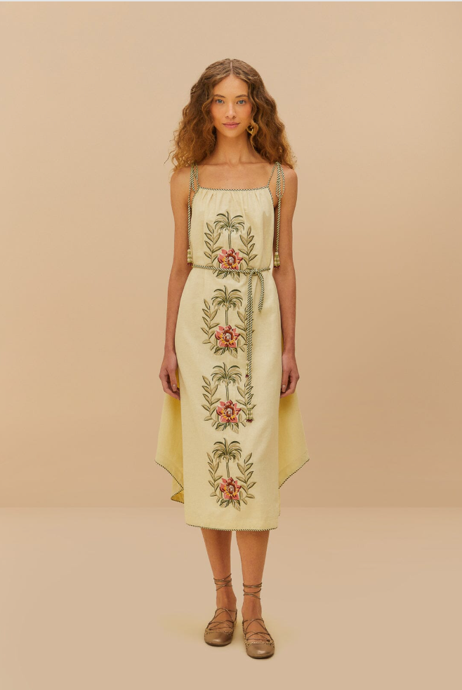Sand Tropical Flower Dress