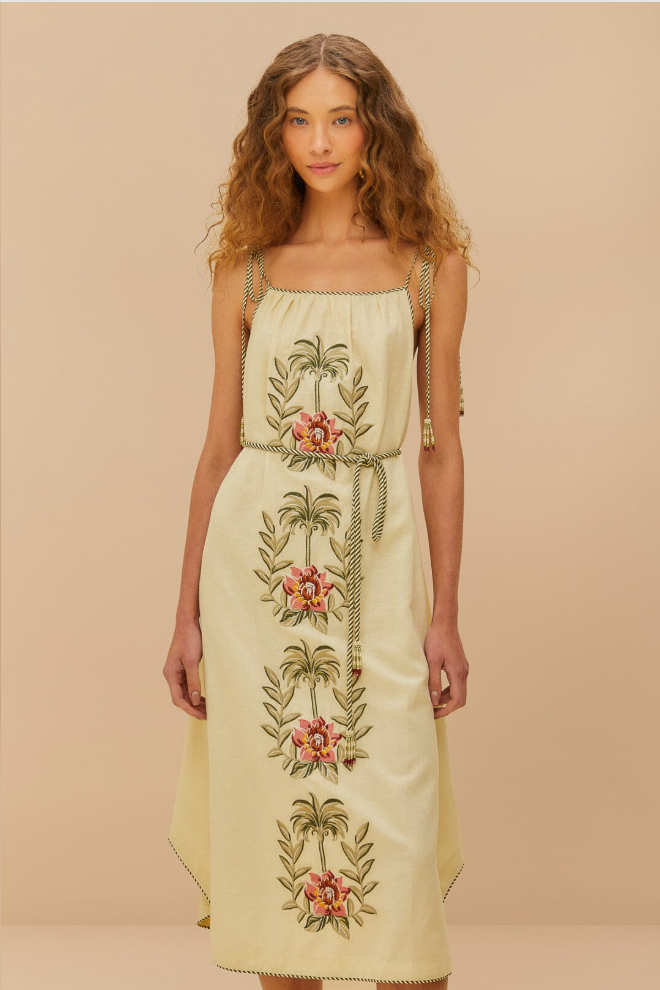 Sand Tropical Flower Dress