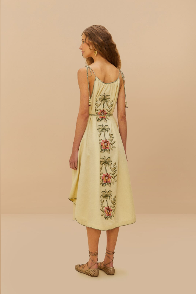Sand Tropical Flower Dress