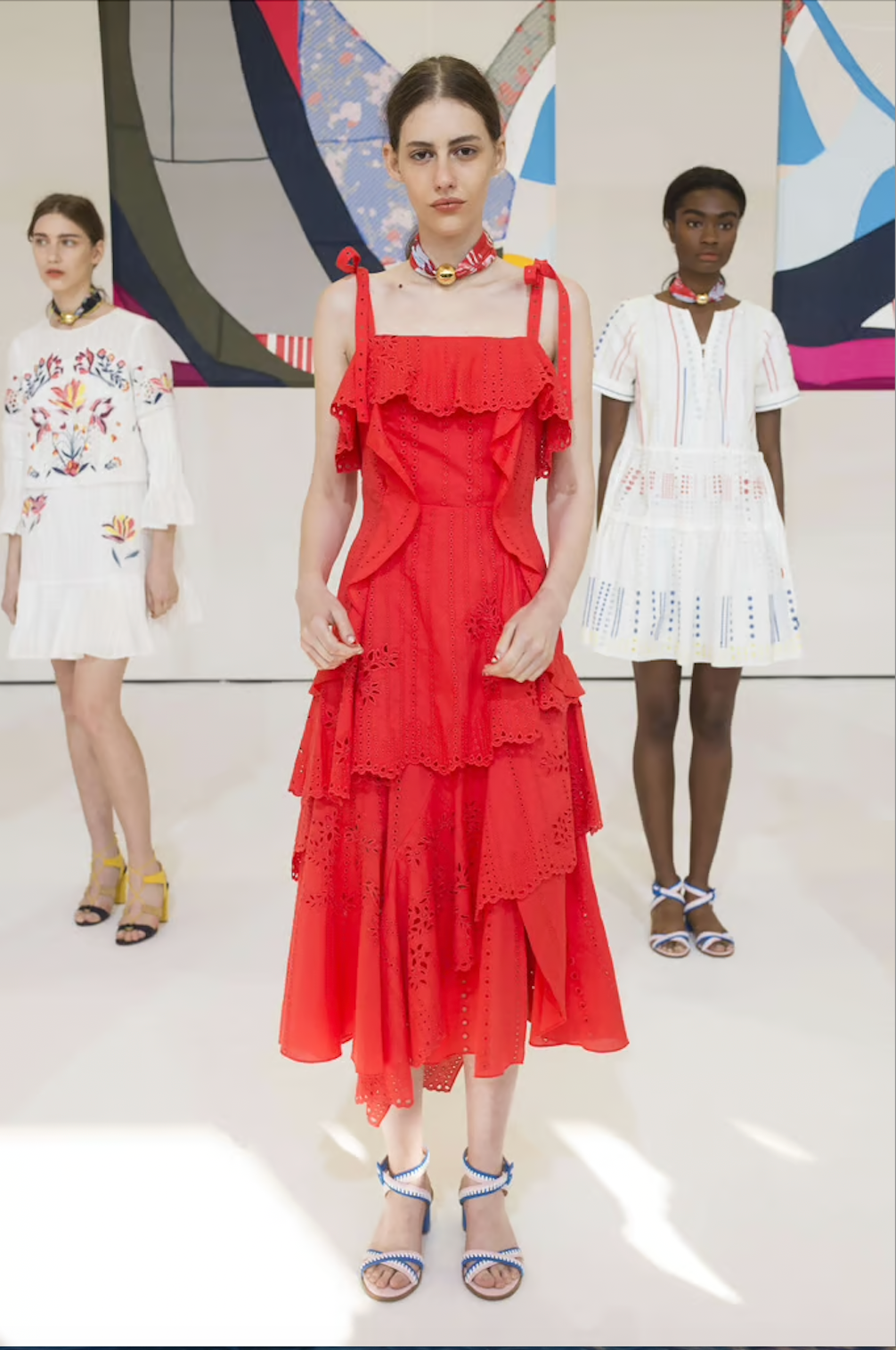 Red Eyelet Cotton Dress