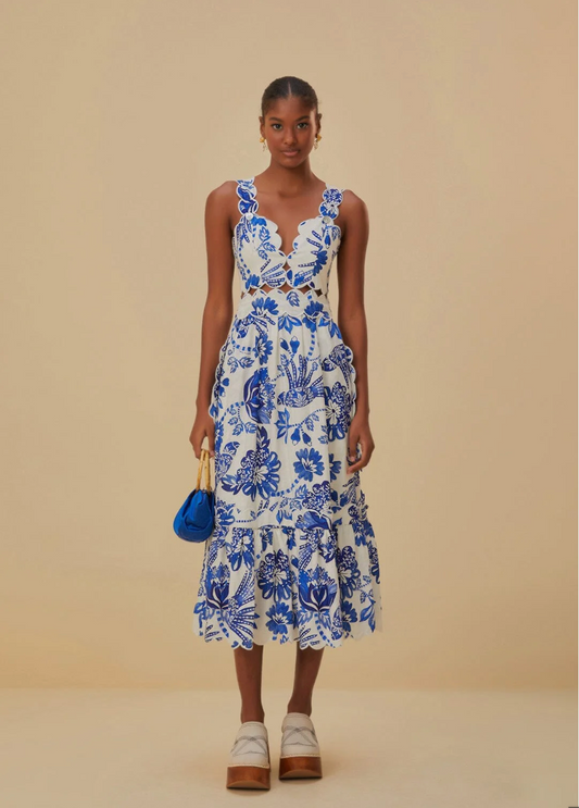 Flowerful Birds Midi Dress