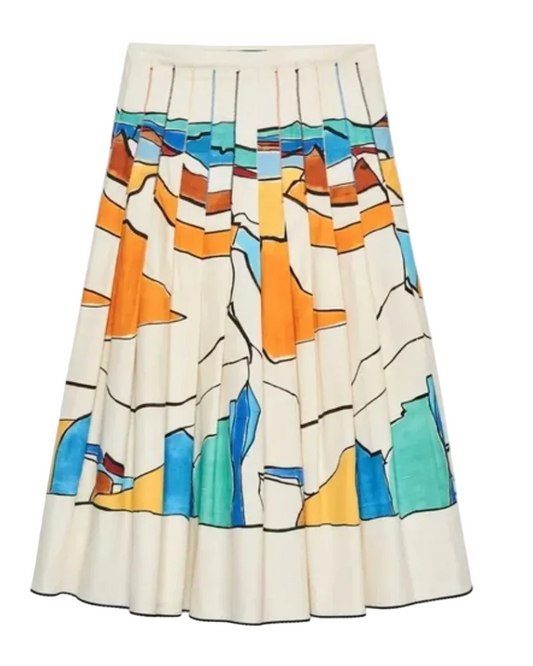 Printed Pleated Skirt