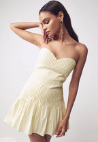 Sweetheart Tucked Mini Dress in Yellow