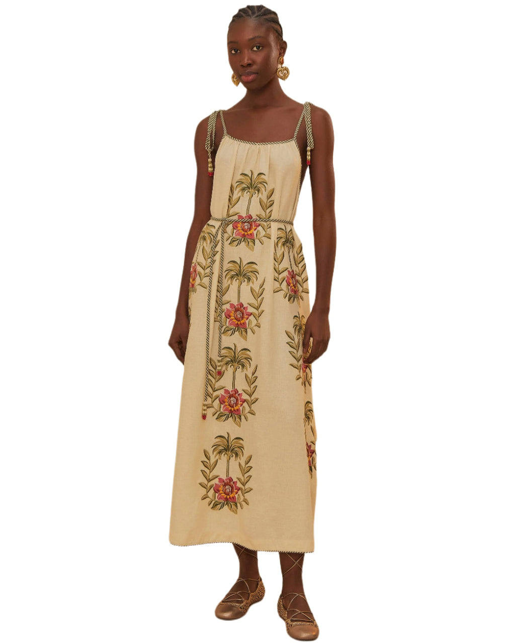Sand Tropical Flower Dress