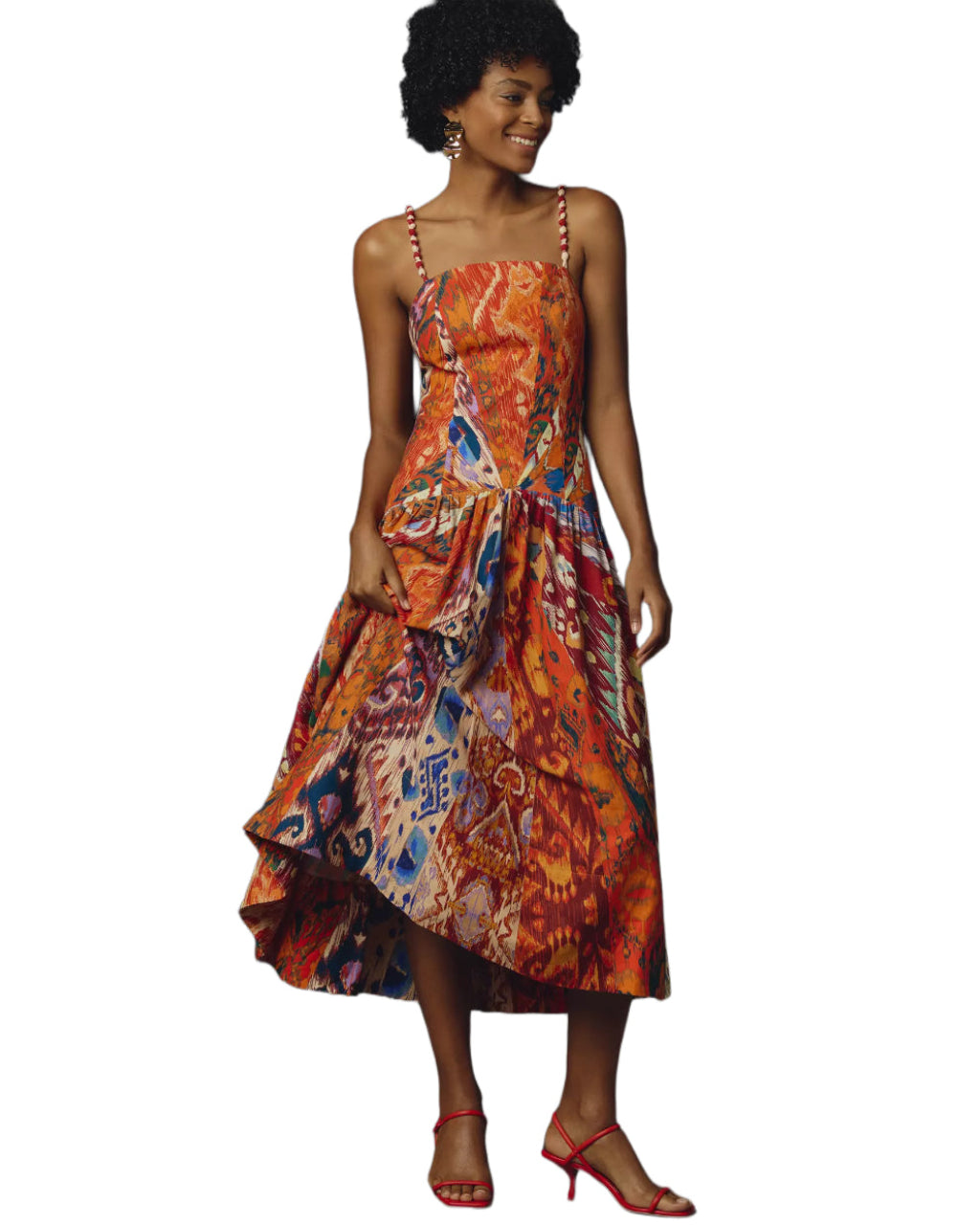 Motif Strap Midi Dress