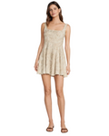Palm Drawing Linen Dress
