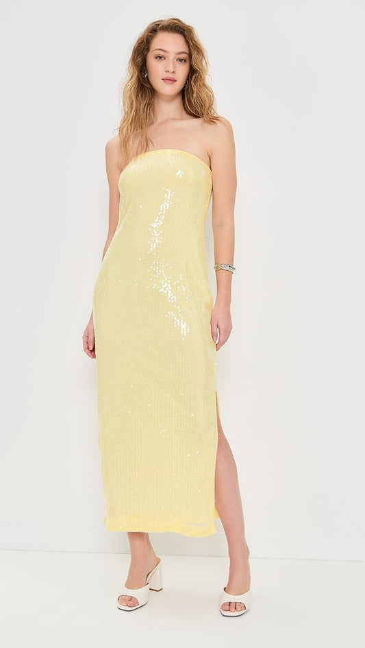 Butter Yellow Strapless Maxi
