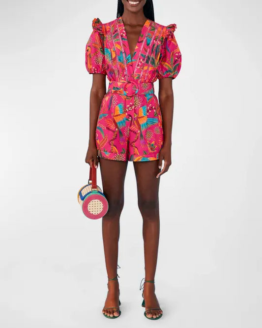 Macaw Belted Romper