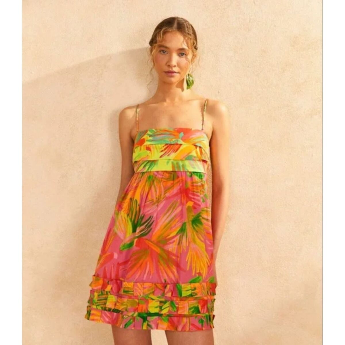 Mixed Painted Birds Mini Dress