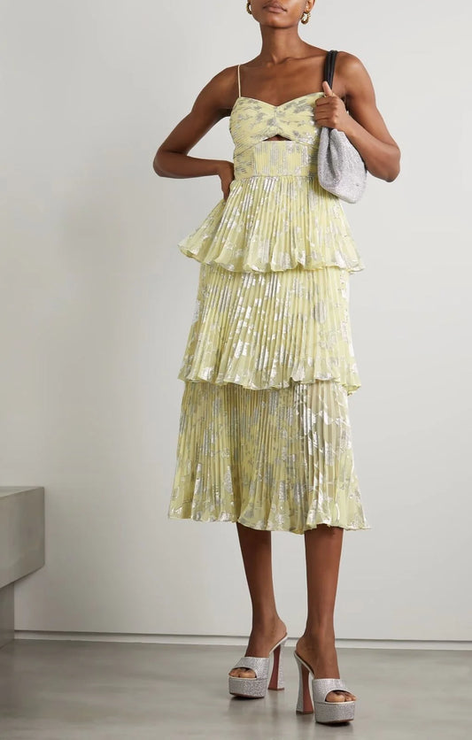 Metallic Jacquard Midi Dress