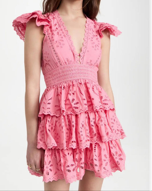 Ruffle Schiffli Mini Dress
